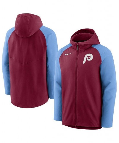 Men's Burgundy, Light Blue Philadelphia Phillies Authentic Collection Performance Raglan Full-Zip Hoodie $40.50 Sweatshirt