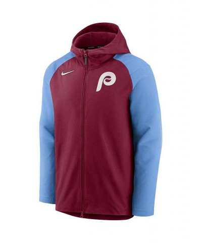 Men's Burgundy, Light Blue Philadelphia Phillies Authentic Collection Performance Raglan Full-Zip Hoodie $40.50 Sweatshirt