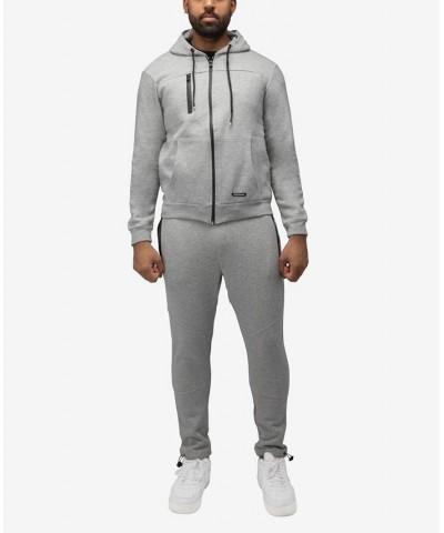 Men's Fleece Full-Zip Hoodie with Chest Pocket Gray $20.40 Sweatshirt