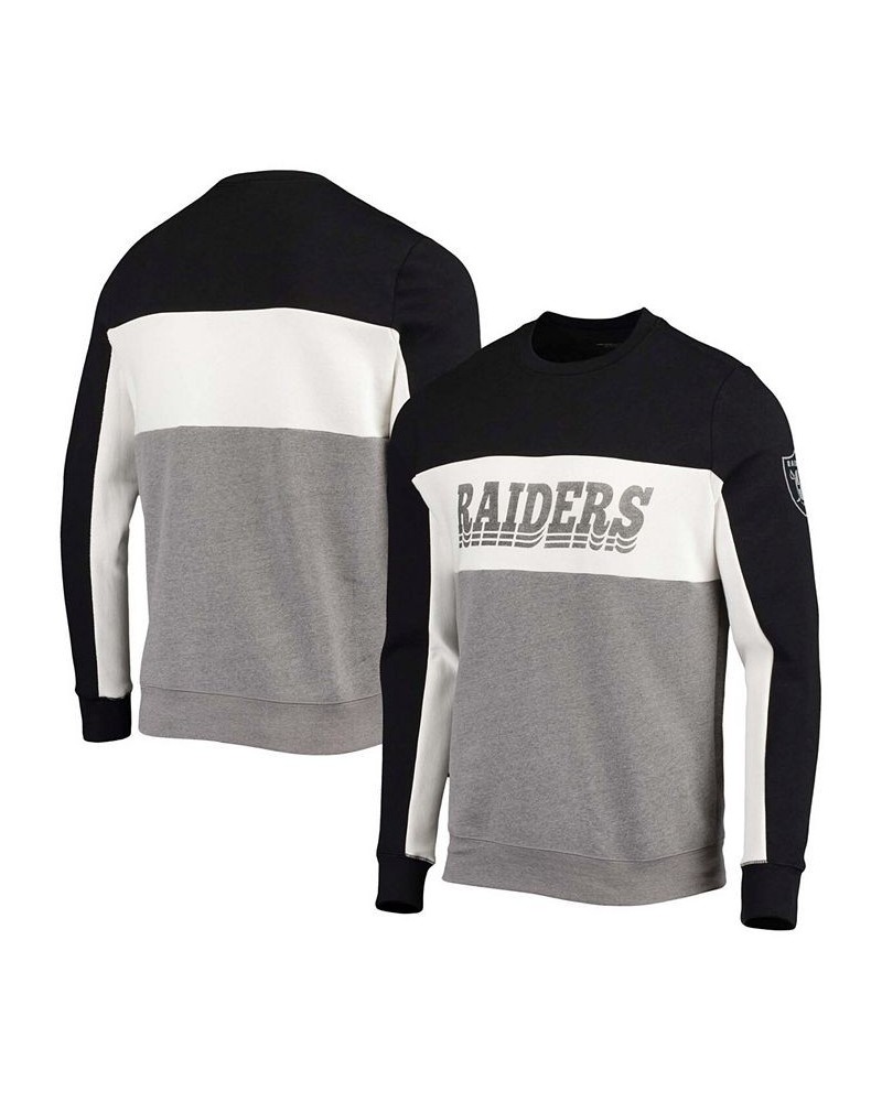 Men's Black and Silver Las Vegas Raiders Color Block Pullover Sweatshirt $24.94 Sweatshirt