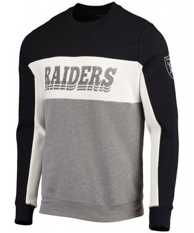 Men's Black and Silver Las Vegas Raiders Color Block Pullover Sweatshirt $24.94 Sweatshirt