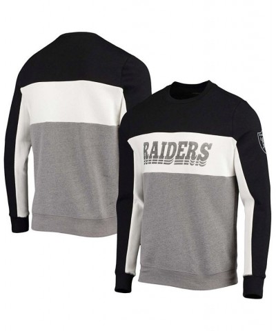 Men's Black and Silver Las Vegas Raiders Color Block Pullover Sweatshirt $24.94 Sweatshirt