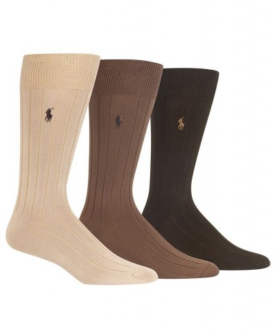 Men's 3-Pk. Super-Soft Ribbed Dress Socks Brown $15.30 Socks