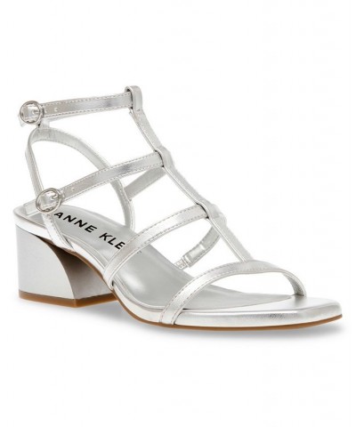 Women's Mecca Block Heel Sandal Silver $53.46 Shoes