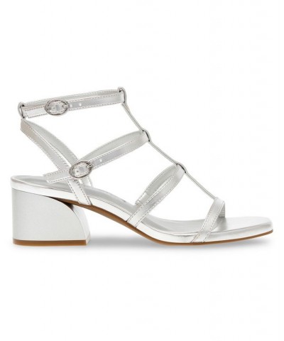 Women's Mecca Block Heel Sandal Silver $53.46 Shoes