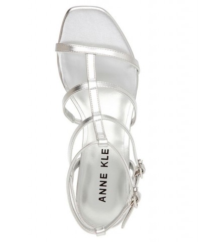 Women's Mecca Block Heel Sandal Silver $53.46 Shoes