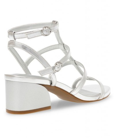 Women's Mecca Block Heel Sandal Silver $53.46 Shoes