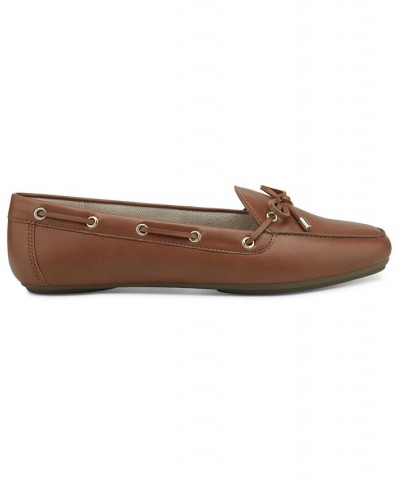 Davinaa Lace-Up Loafer Flats Brown $43.73 Shoes