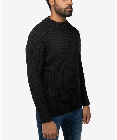 Men's Ribbed Mock Neck Quarter-Zip Sweater Black $31.90 Sweaters