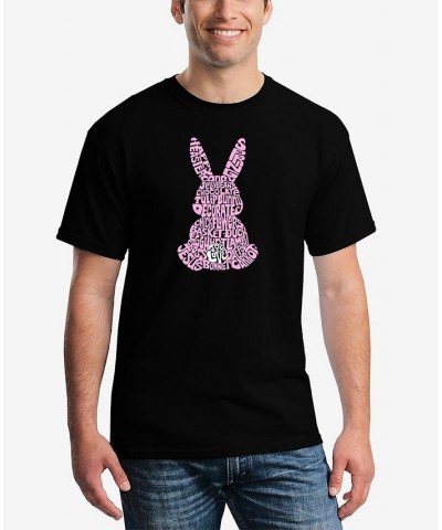 Men's Word Art Easter Bunny Short Sleeve T-shirt Black $19.59 T-Shirts