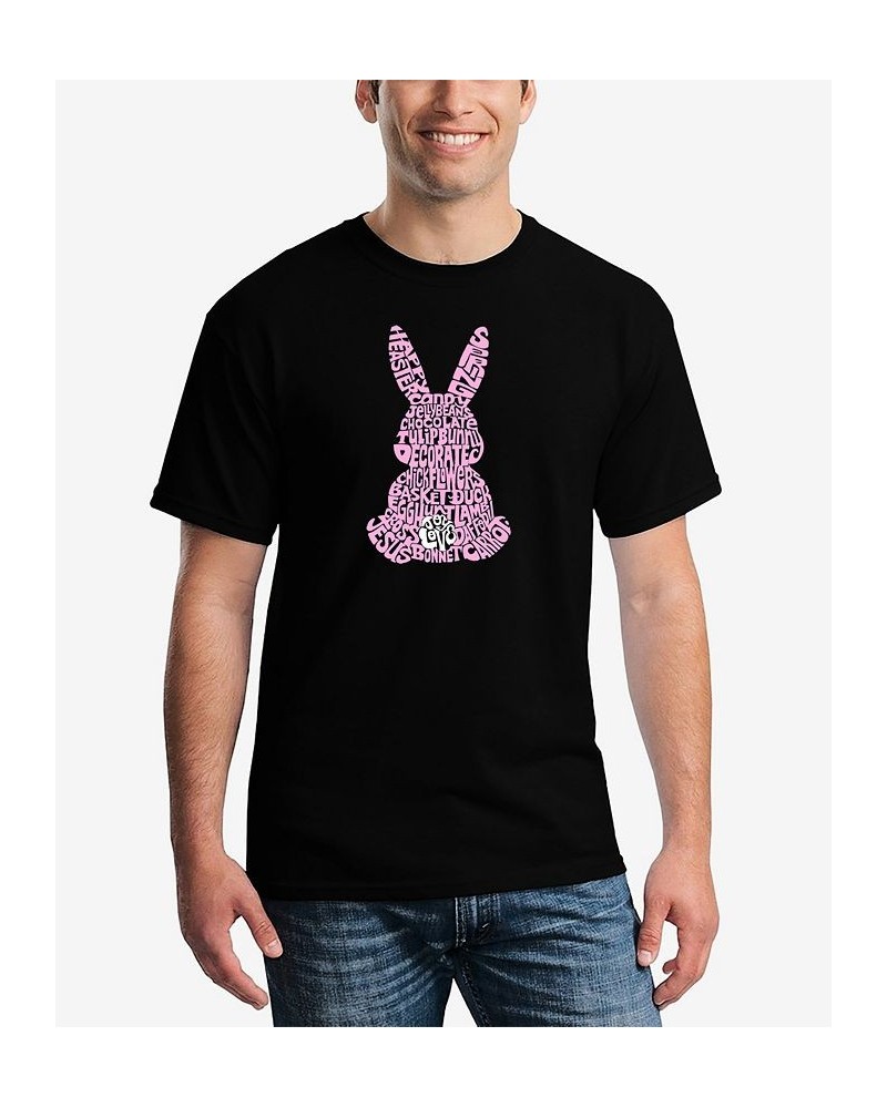 Men's Word Art Easter Bunny Short Sleeve T-shirt Black $19.59 T-Shirts