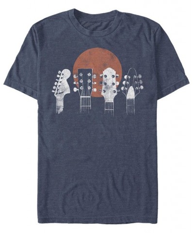 Men's Generic Additude Guitar Heads Short Sleeve T-shirt Blue $20.64 T-Shirts