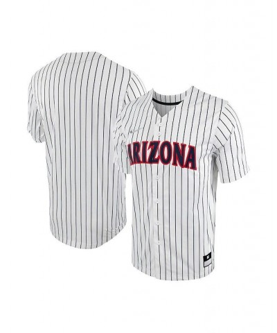 Men's White, Navy Arizona Wildcats Pinstripe Replica Full-Button Baseball Jersey $43.20 Jersey