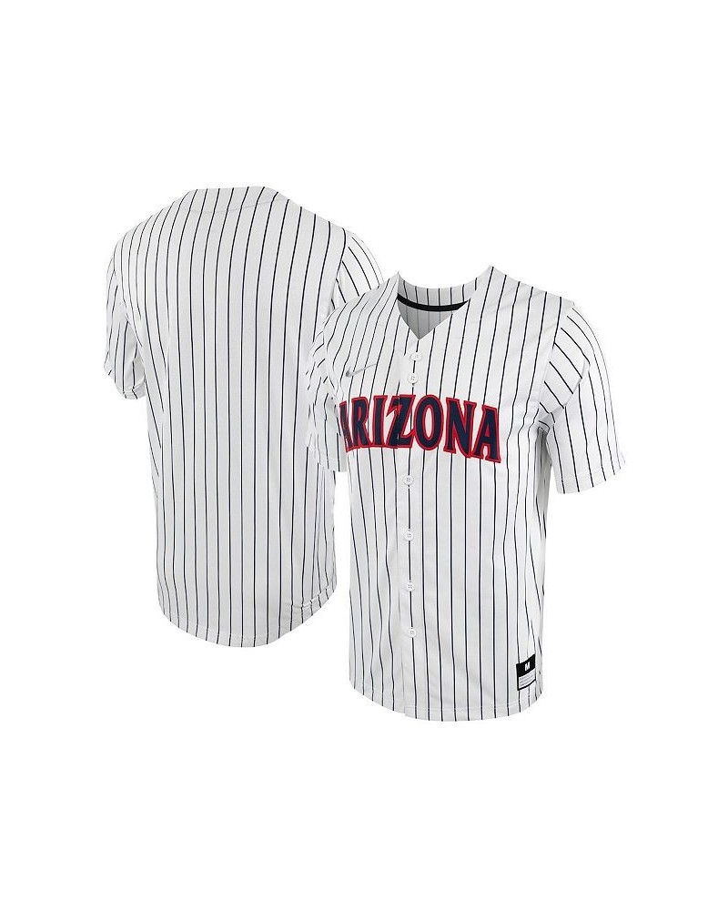 Men's White, Navy Arizona Wildcats Pinstripe Replica Full-Button Baseball Jersey $43.20 Jersey