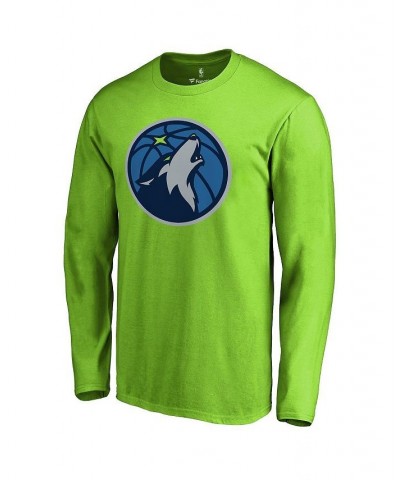 Men's Karl-Anthony Towns Neon Green Minnesota Timberwolves Round About Name and Number Long Sleeve T-shirt $20.87 T-Shirts