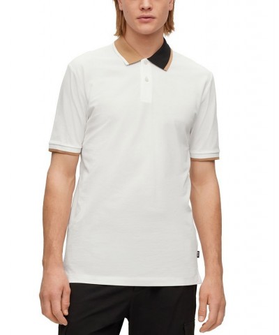 BOSS Men's Cotton-Pique Color-Blocked Collar Polo Shirt White $69.00 Polo Shirts