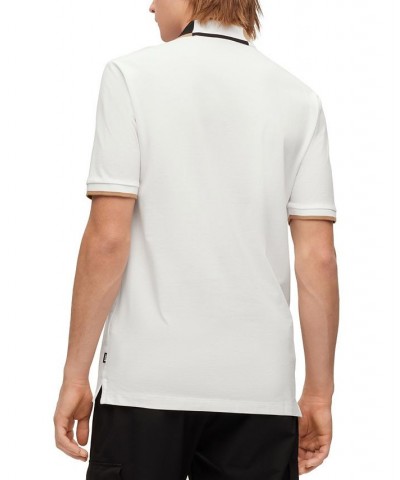 BOSS Men's Cotton-Pique Color-Blocked Collar Polo Shirt White $69.00 Polo Shirts