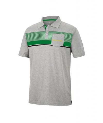 Men's Heathered Gray Oregon Ducks Golfer Pocket Polo Shirt $18.40 Polo Shirts