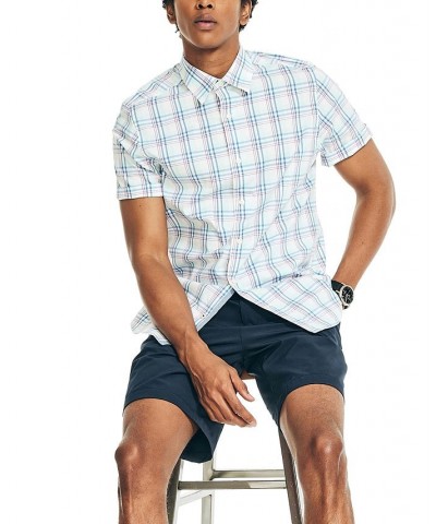 Men's Navtech Performance Stretch Short Sleeve Plaid Shirt White $34.21 Shirts