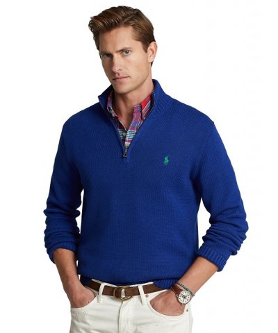 Men's Cotton Quarter-Zip Sweater Blue $53.35 Sweaters