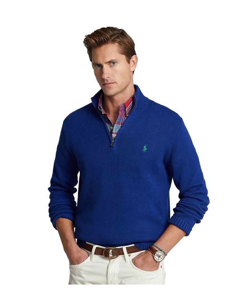 Men's Cotton Quarter-Zip Sweater Blue $53.35 Sweaters