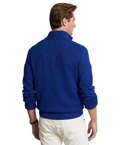 Men's Cotton Quarter-Zip Sweater Blue $53.35 Sweaters