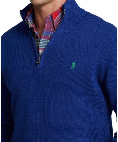 Men's Cotton Quarter-Zip Sweater Blue $53.35 Sweaters