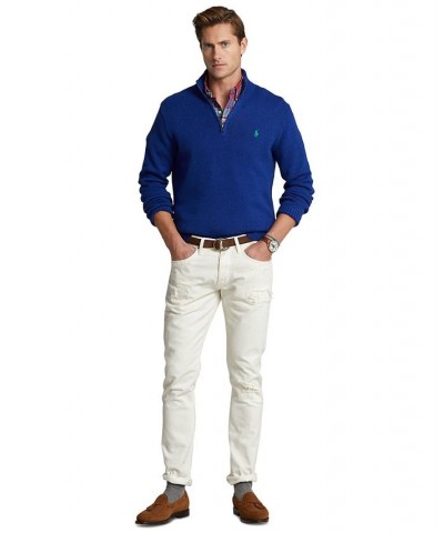 Men's Cotton Quarter-Zip Sweater Blue $53.35 Sweaters