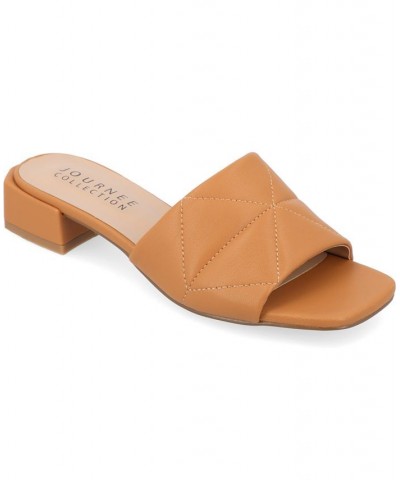 Women's Elidia Quilted Sandal Brown $45.00 Shoes