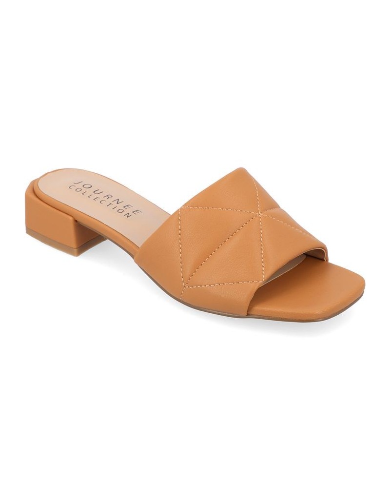 Women's Elidia Quilted Sandal Brown $45.00 Shoes