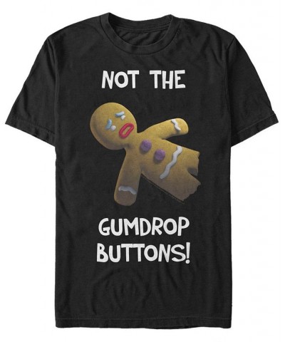 Shrek Men's Gingerbread Man Gumdrop Buttons Short Sleeve T-Shirt Black $14.35 T-Shirts