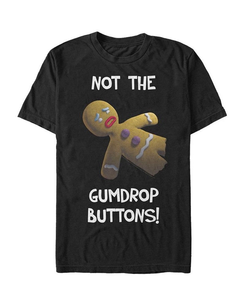 Shrek Men's Gingerbread Man Gumdrop Buttons Short Sleeve T-Shirt Black $14.35 T-Shirts