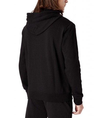 Men's Full Zip Hoodie with Metallic Bunny Logo Black $32.00 Sweatshirt