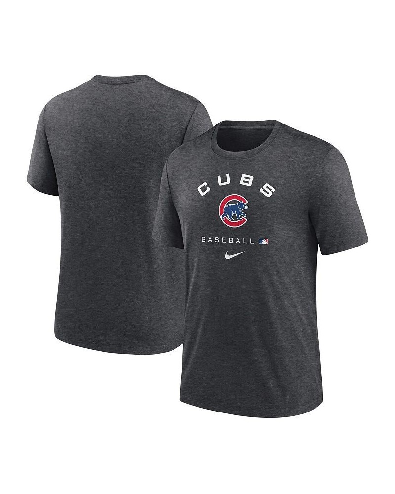 Men's Heathered Charcoal Chicago Cubs Authentic Collection Tri-Blend Performance T-shirt $24.74 T-Shirts