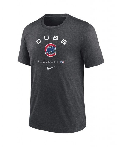 Men's Heathered Charcoal Chicago Cubs Authentic Collection Tri-Blend Performance T-shirt $24.74 T-Shirts