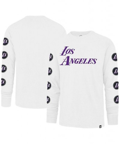 Men's White Los Angeles Lakers City Edition Downtown Franklin Long Sleeve T-shirt $28.49 T-Shirts