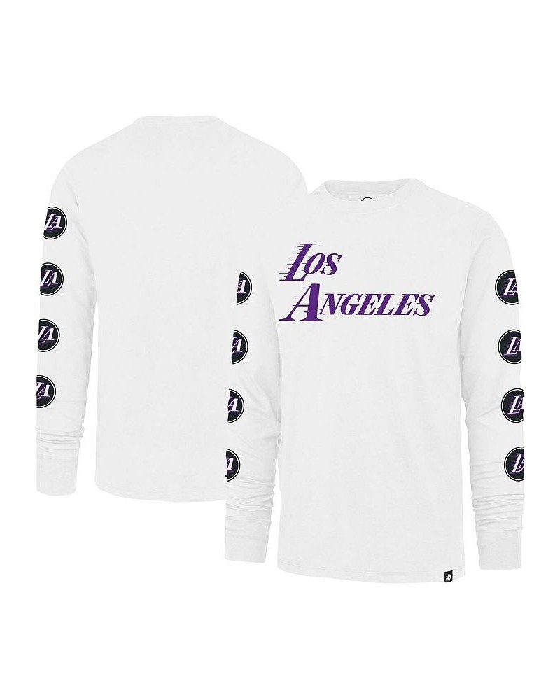 Men's White Los Angeles Lakers City Edition Downtown Franklin Long Sleeve T-shirt $28.49 T-Shirts