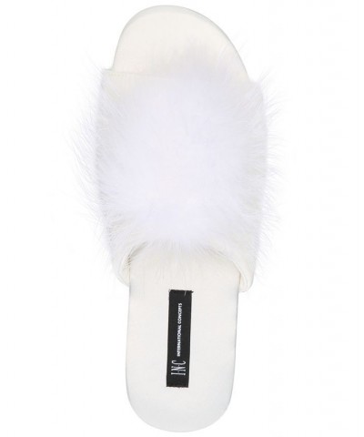 Satin Marabou Slide Slippers White $9.81 Shoes