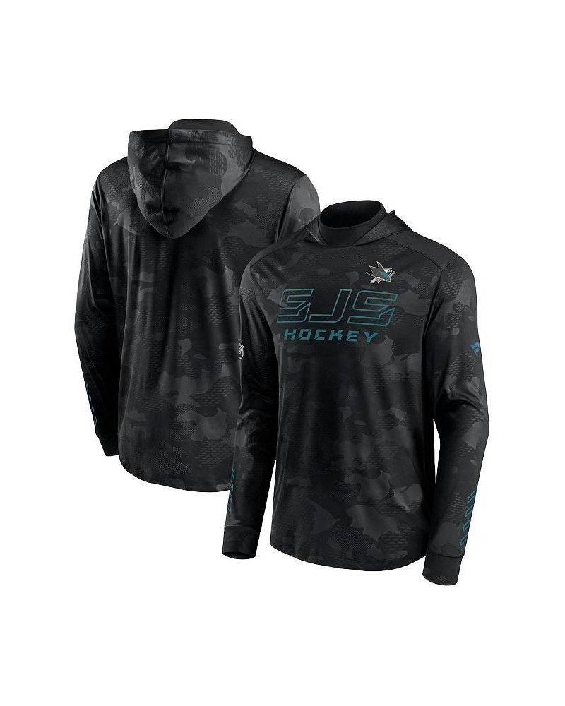 Men's Branded Black San Jose Sharks Authentic Pro Locker Room Camo Pullover Hoodie $35.74 Sweatshirt