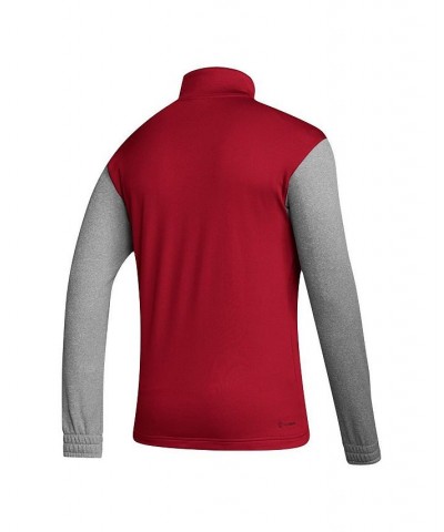 Men's Scarlet, Heathered Gray Nebraska Huskers Team AEROREADY Half-Zip Top $45.89 Tops