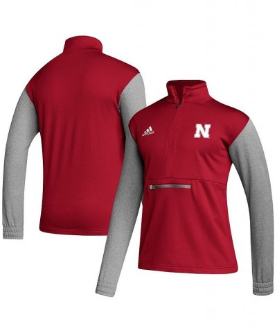 Men's Scarlet, Heathered Gray Nebraska Huskers Team AEROREADY Half-Zip Top $45.89 Tops