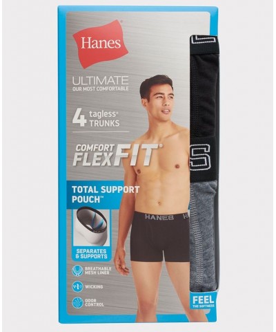 Men's 4-Pk. Ultimate ComfortFlex Fit Total Support Pouch Trunks Black $14.88 Underwear