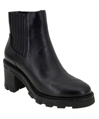 Women's Tulina Lug Sole Chelsea Bootie Black $59.07 Shoes