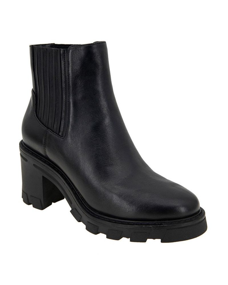 Women's Tulina Lug Sole Chelsea Bootie Black $59.07 Shoes