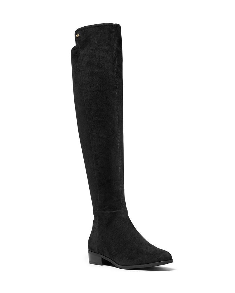 Women's Bromley Suede Flat Tall Riding Boots Black $48.27 Shoes