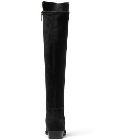 Women's Bromley Suede Flat Tall Riding Boots Black $48.27 Shoes