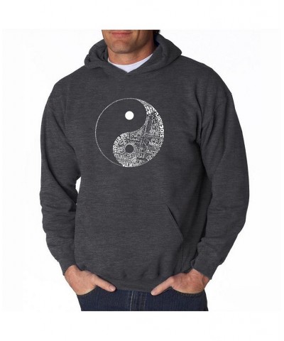 Men's Word Art Hoodie - Yin Yang Gray $30.59 Sweatshirt