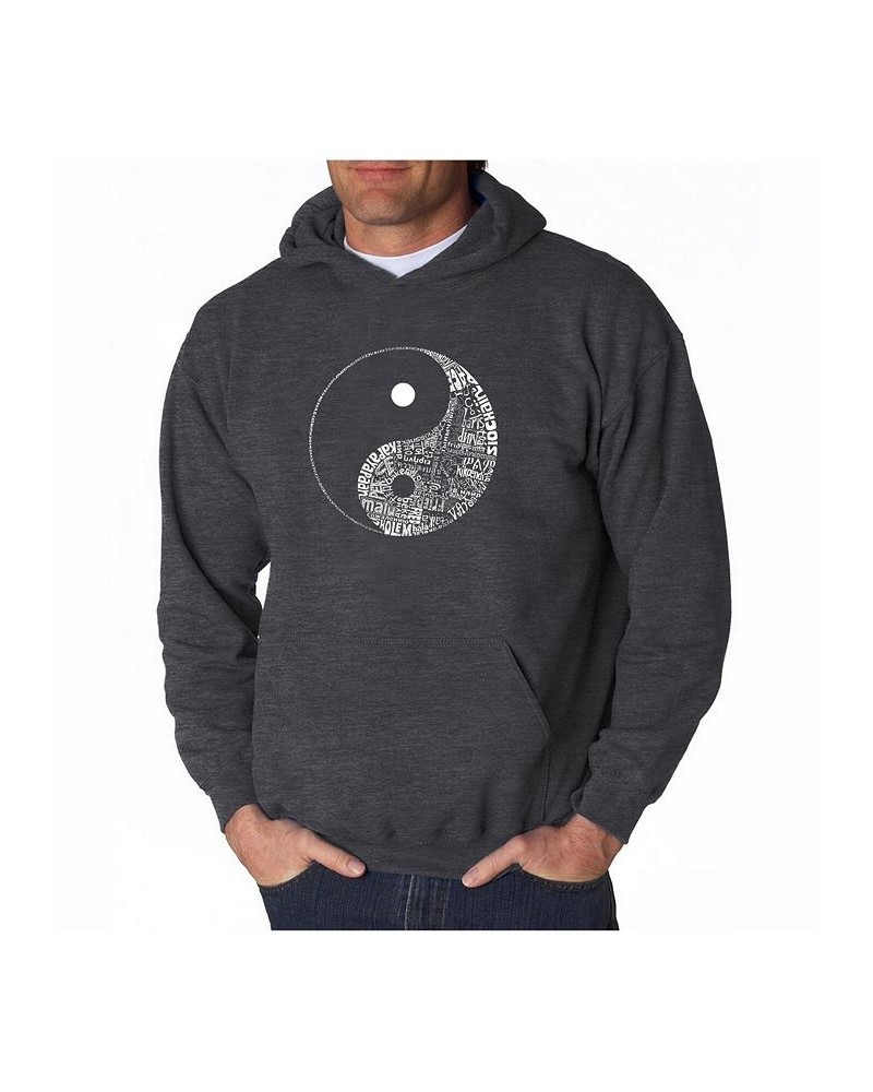 Men's Word Art Hoodie - Yin Yang Gray $30.59 Sweatshirt