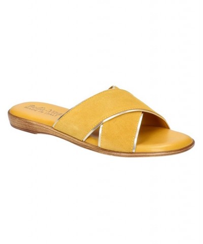 Women's Tab-Italy Slide Sandals Yellow $42.00 Shoes