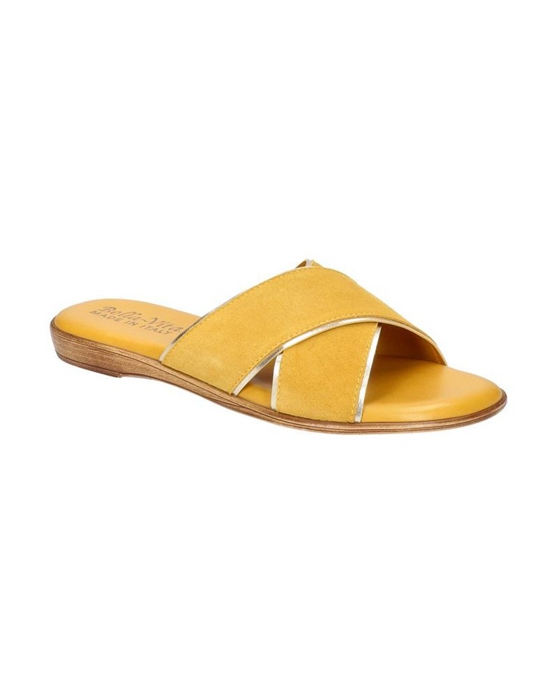 Women's Tab-Italy Slide Sandals Yellow $42.00 Shoes